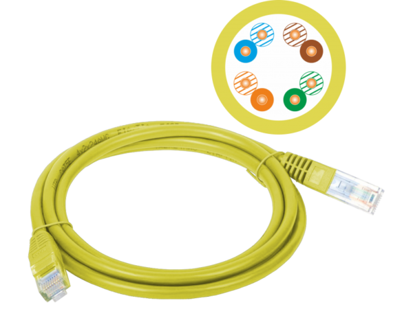 Patch-cord U/UTP kat.5e PVC 1.0m żółty ALANTEC KKU5ZOL1